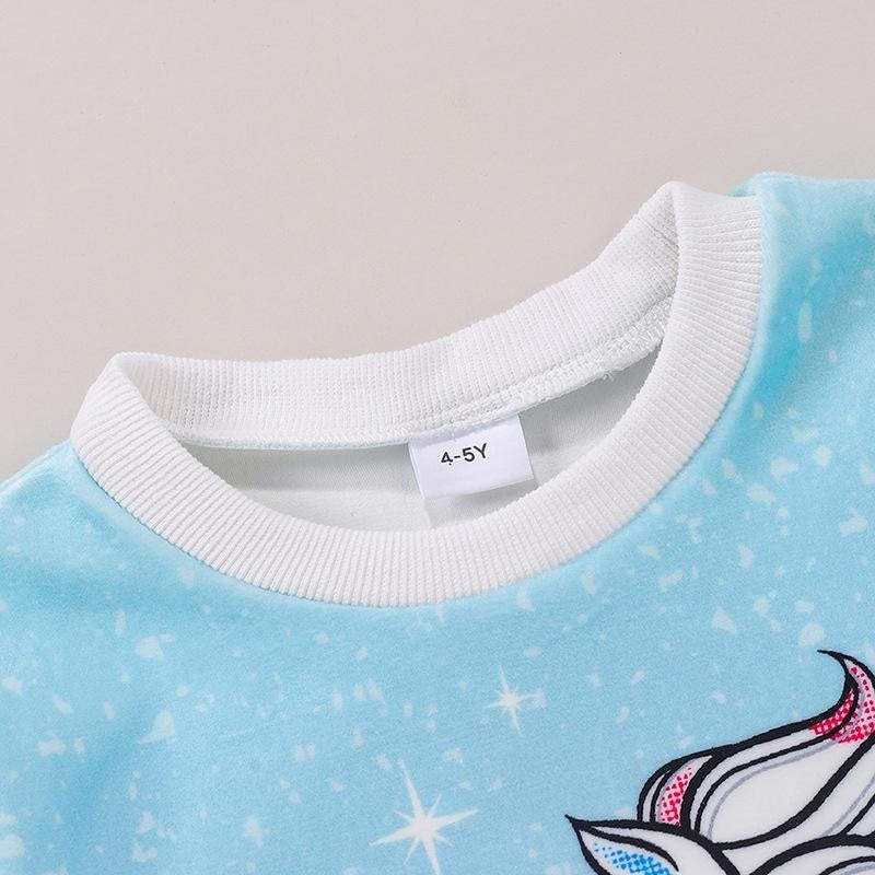 Girl Autumn Winter Plus Velvet  Unicorn Sweatshirt