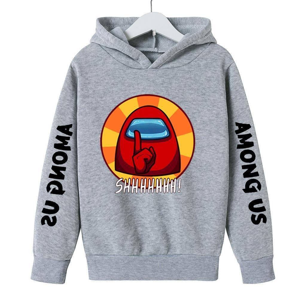 Kids Girl Boy Among US Peripheral Printed Hoodie - MomyMall gray / 2-3 Years