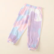 New Girl Tie Dyed Hooded Long Sleeve Elastic Cotton Set 2 Pcs