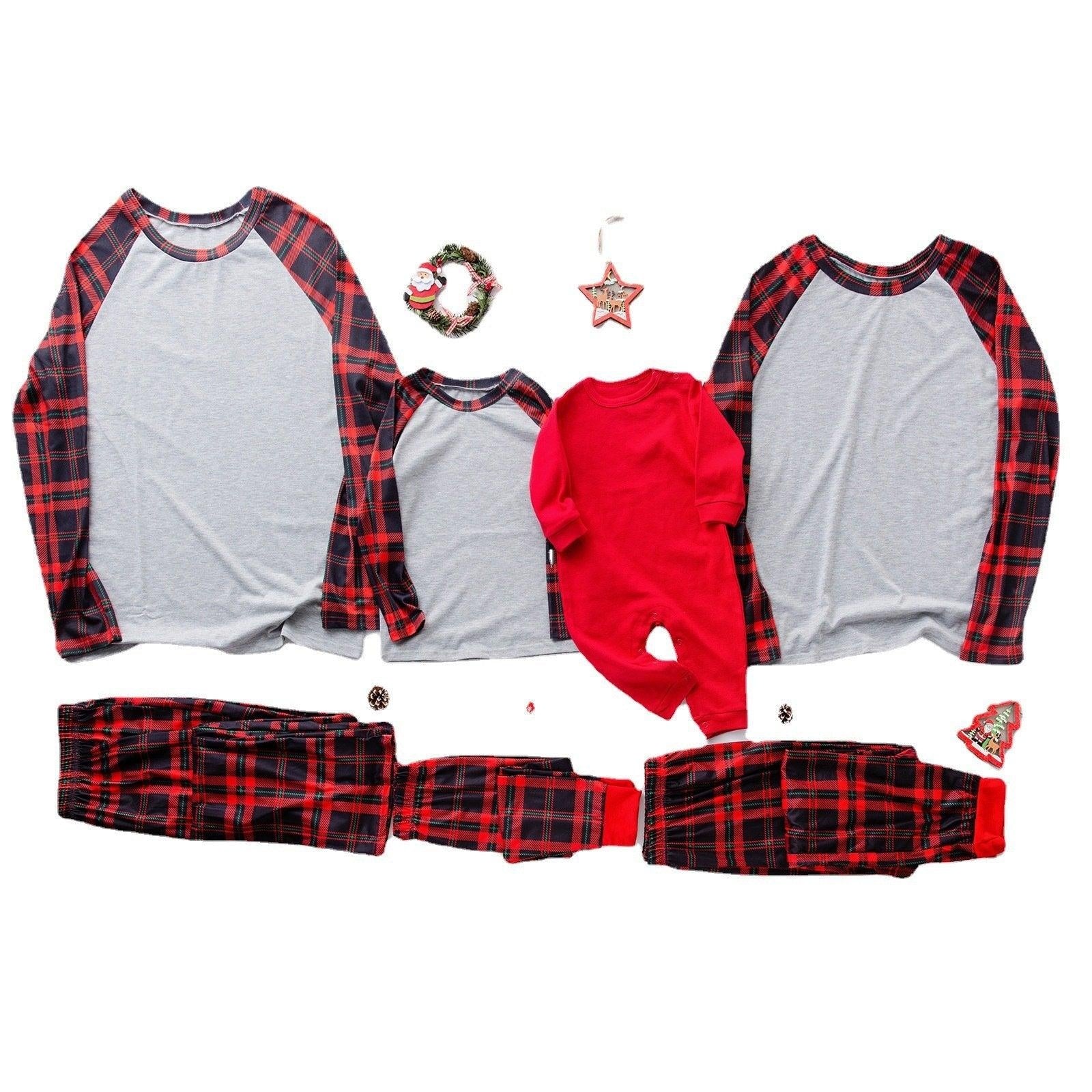 Family Matching Christmas Parent-child Pajamas Suits Mom Dad Kids Set