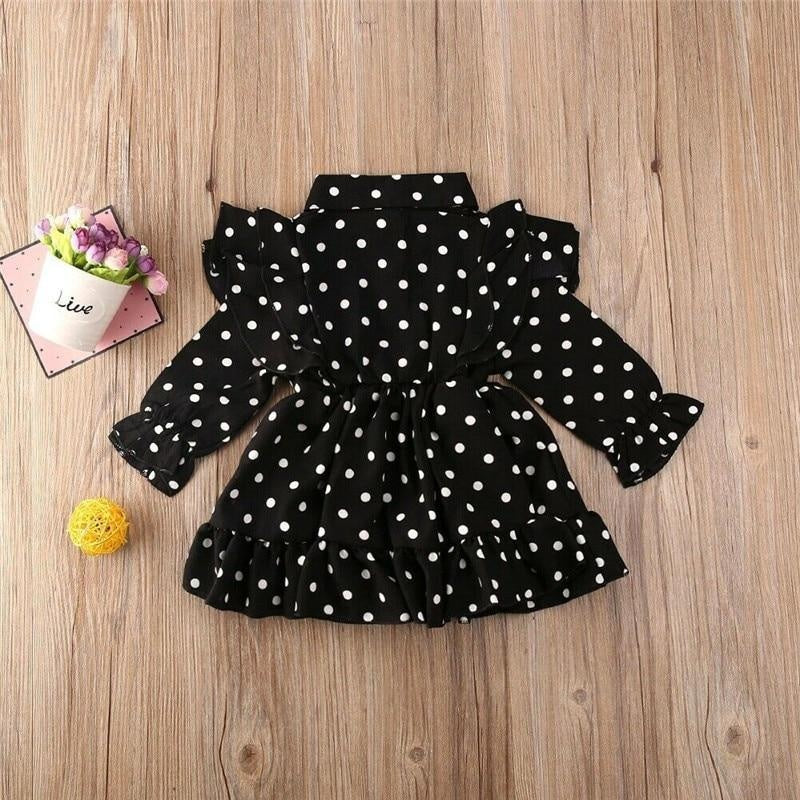 Toddler Kid Girl Ruffle Swing Dress Polka Dots Party Dresses 1-7Y - MomyMall