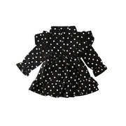 Toddler Kid Girl Ruffle Swing Dress Polka Dots Party Dresses 1-7Y - MomyMall Black / 1-2 Years