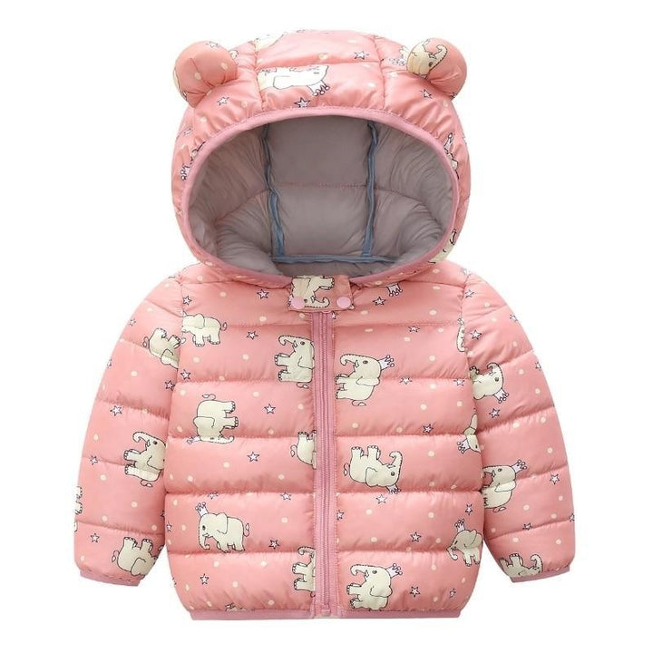 Winter Baby Toddler Animal Dinosaur Pattern Polka Dots Stars Print Coat - MomyMall Pink / 18-24 Months