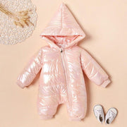 New Autumn and Winter Baby Rompers Stylish Solid Windproof Hooded Colorful Jumpsuit - MomyMall Pink / 0-3 Months