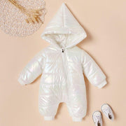 New Autumn and Winter Baby Rompers Stylish Solid Windproof Hooded Colorful Jumpsuit - MomyMall White / 0-3 Months