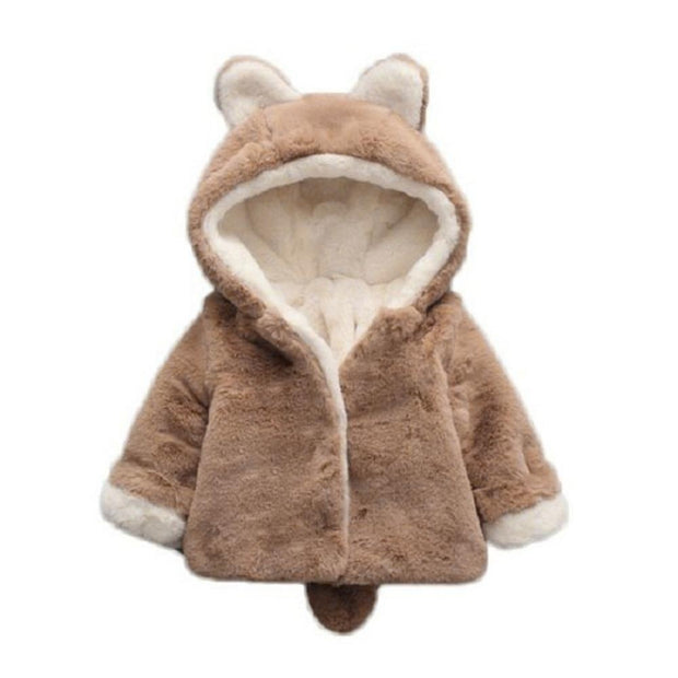 New Autumn Winter Toddler Baby Adorable Ear Warm Solid Coat - MomyMall Coffee / 6 to 9 Months