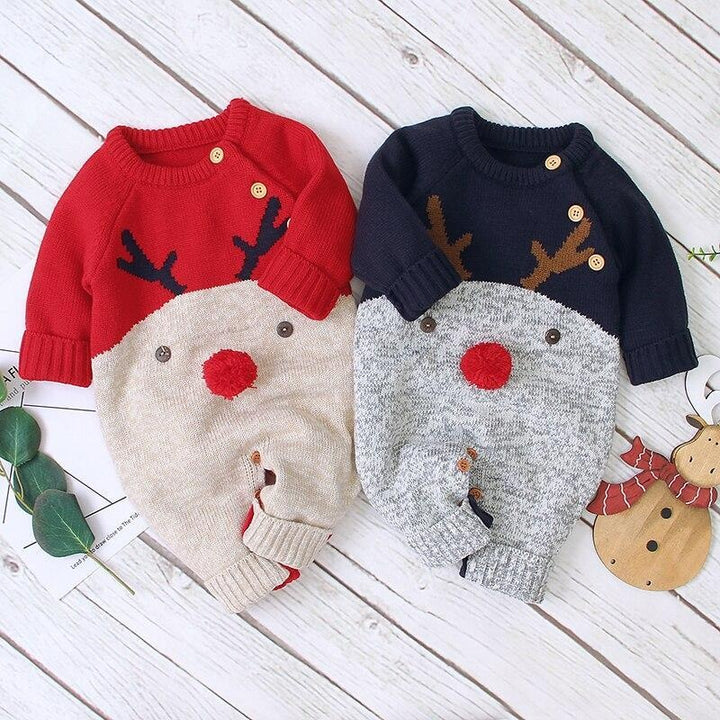 Winter Baby Boy Gir' Christmas Knitted Jumpsuits One Pieces Romper - MomyMall