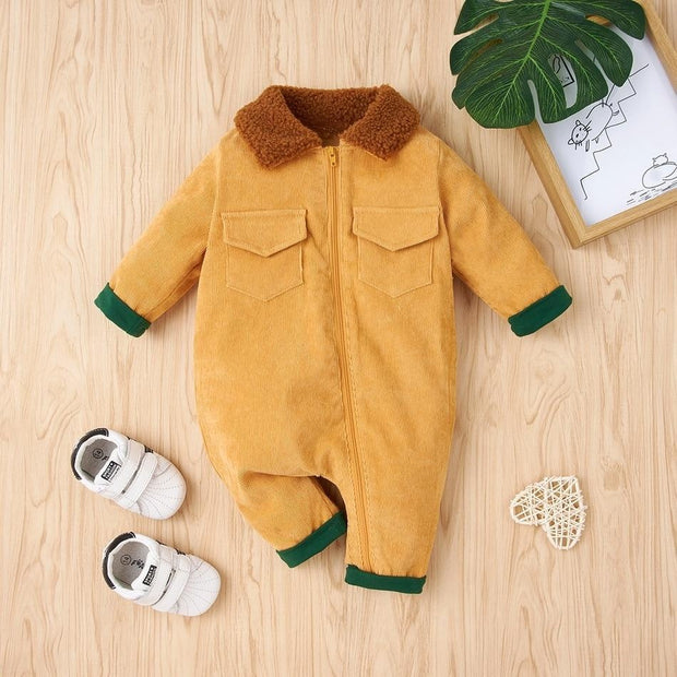 New Winter Baby Stylish Solid Jumpsuits for Baby Boy Clothes - MomyMall Yellow / 0-3 Months