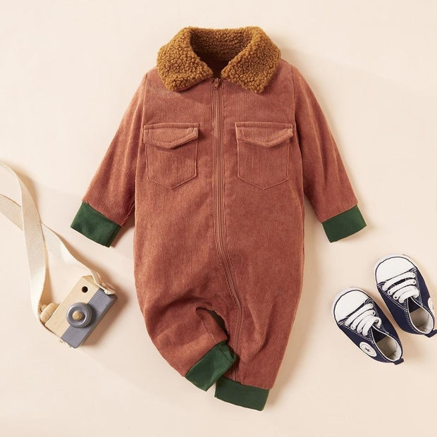 New Winter Baby Stylish Solid Jumpsuits for Baby Boy Clothes - MomyMall Brown / 0-3 Months