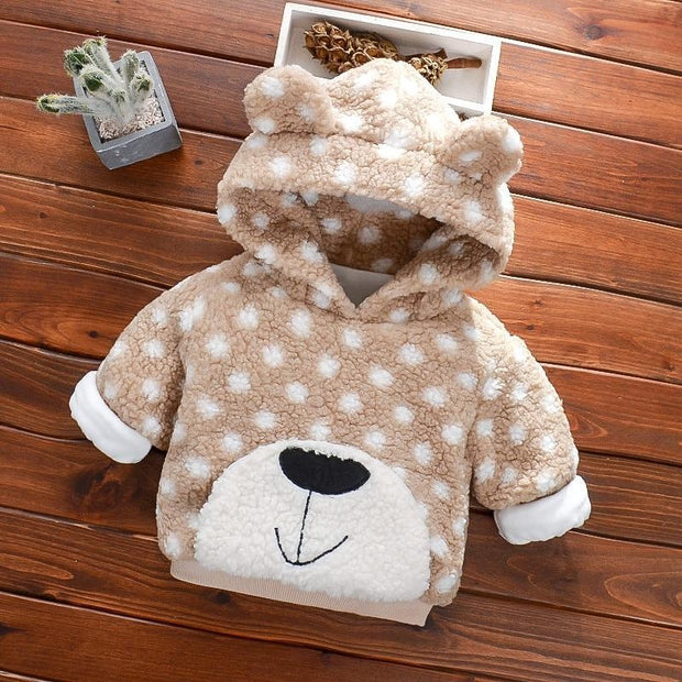 Toddler Boy Animal Raccoon Pattern Fluff Jacket Sweater Coat - MomyMall Khaki / 18-24 Months