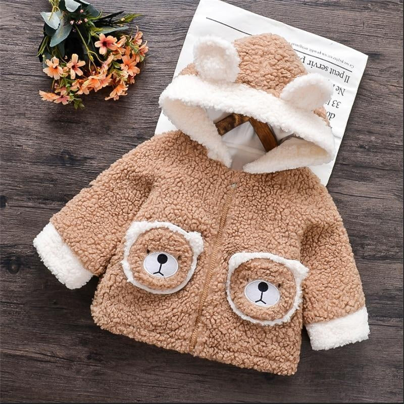 Winter Baby Toddler Boy Girl Fluff Animal Raccoon Hooded Coat Jackets - MomyMall Coffee / 18-24 Months