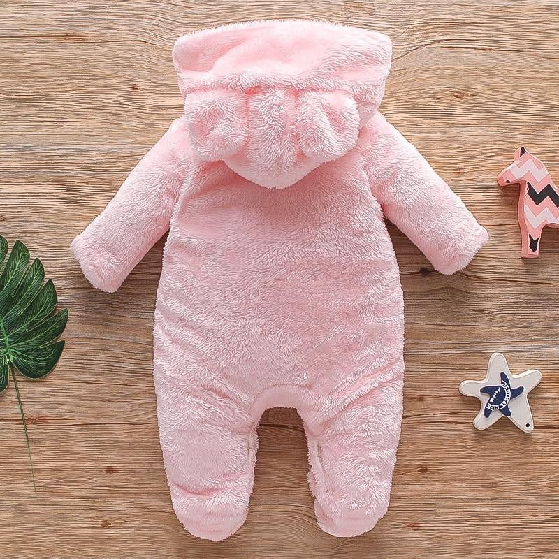 Baby Bear Warm Romper Fleece Hooded Jumpsuit - MomyMall