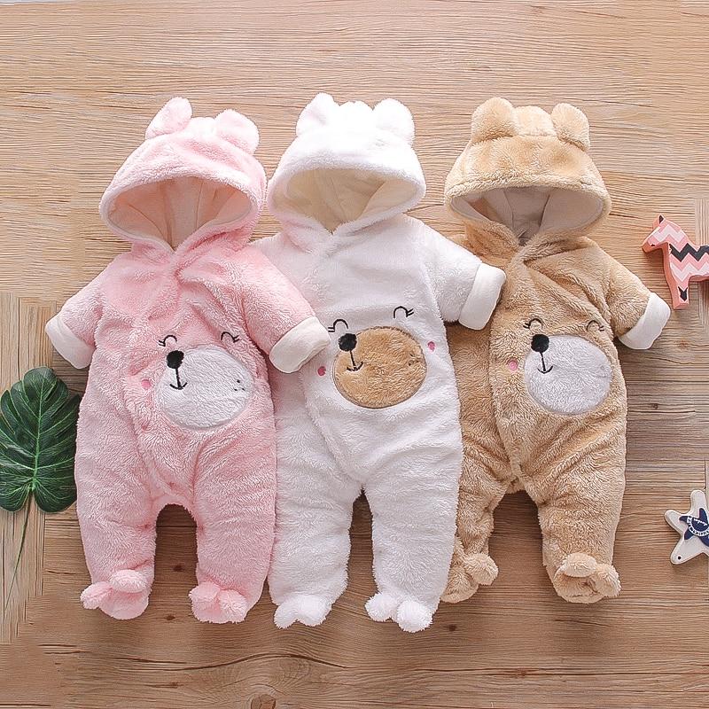 Baby Bear Warm Romper Fleece Hooded Jumpsuit - MomyMall