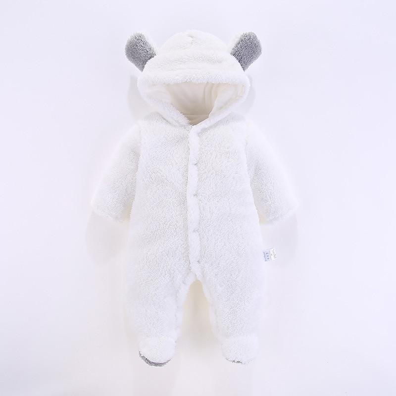 Baby Autumn Winter Cotton Casual Cute Bear Design Jumpsuit Romper - MomyMall White / 0-3 Months