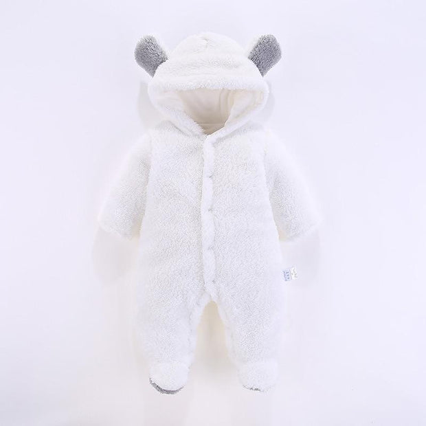 Baby Autumn Winter Cotton Casual Cute Bear Design Jumpsuit Romper - MomyMall White / 0-3 Months