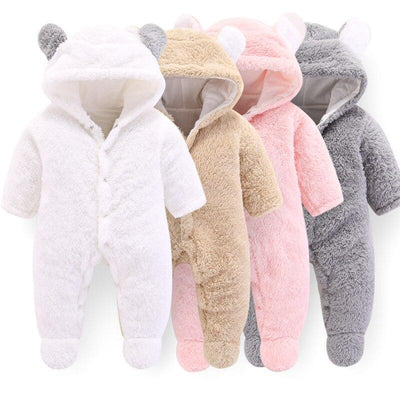 Baby Autumn Winter Cotton Casual Cute Bear Design Jumpsuit Romper - MomyMall