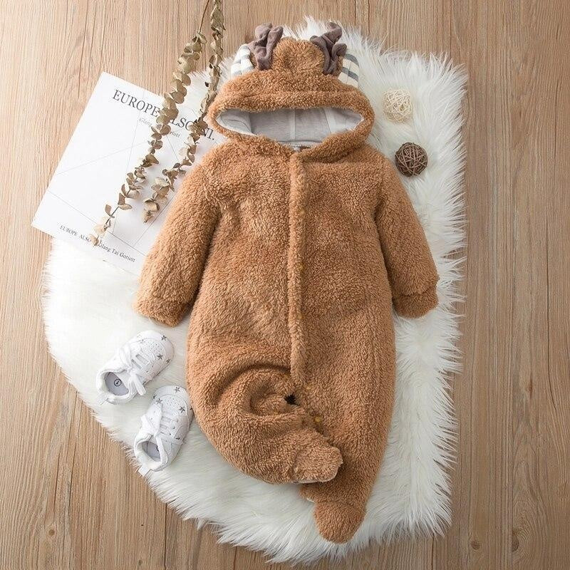 Spring Baby Animal Elk Fleece Jumpsuit Romper for Baby Boy Clothes