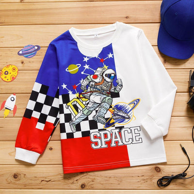 Kid Boy Astronaut Space Print Pullover Sweatshirt - MomyMall