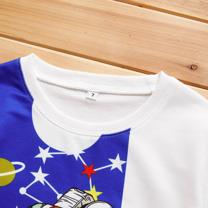 Kid Boy Astronaut Space Print Pullover Sweatshirt - MomyMall
