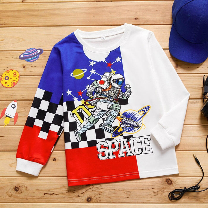 Kid Boy Astronaut Space Print Pullover Sweatshirt - MomyMall Type1 / 4-5 Years