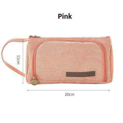 Pouched Stationery Organiser Pencil Case - MomyMall Pink