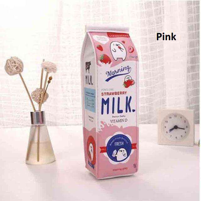 Cute Korea Milk Carton Pencil Case - MomyMall Pink
