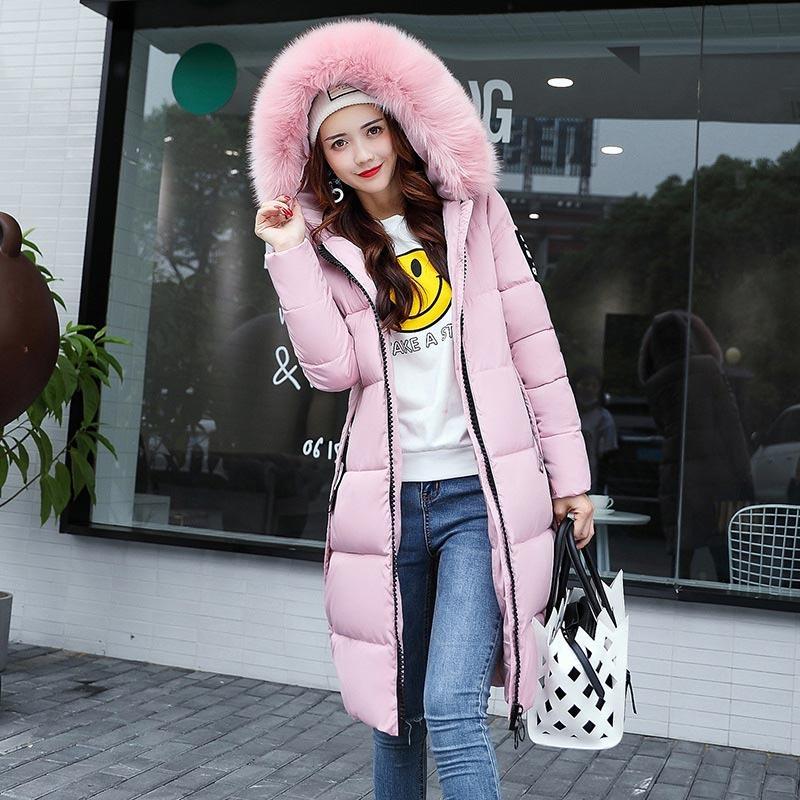 Long Winter Down Coat with Fur Hood