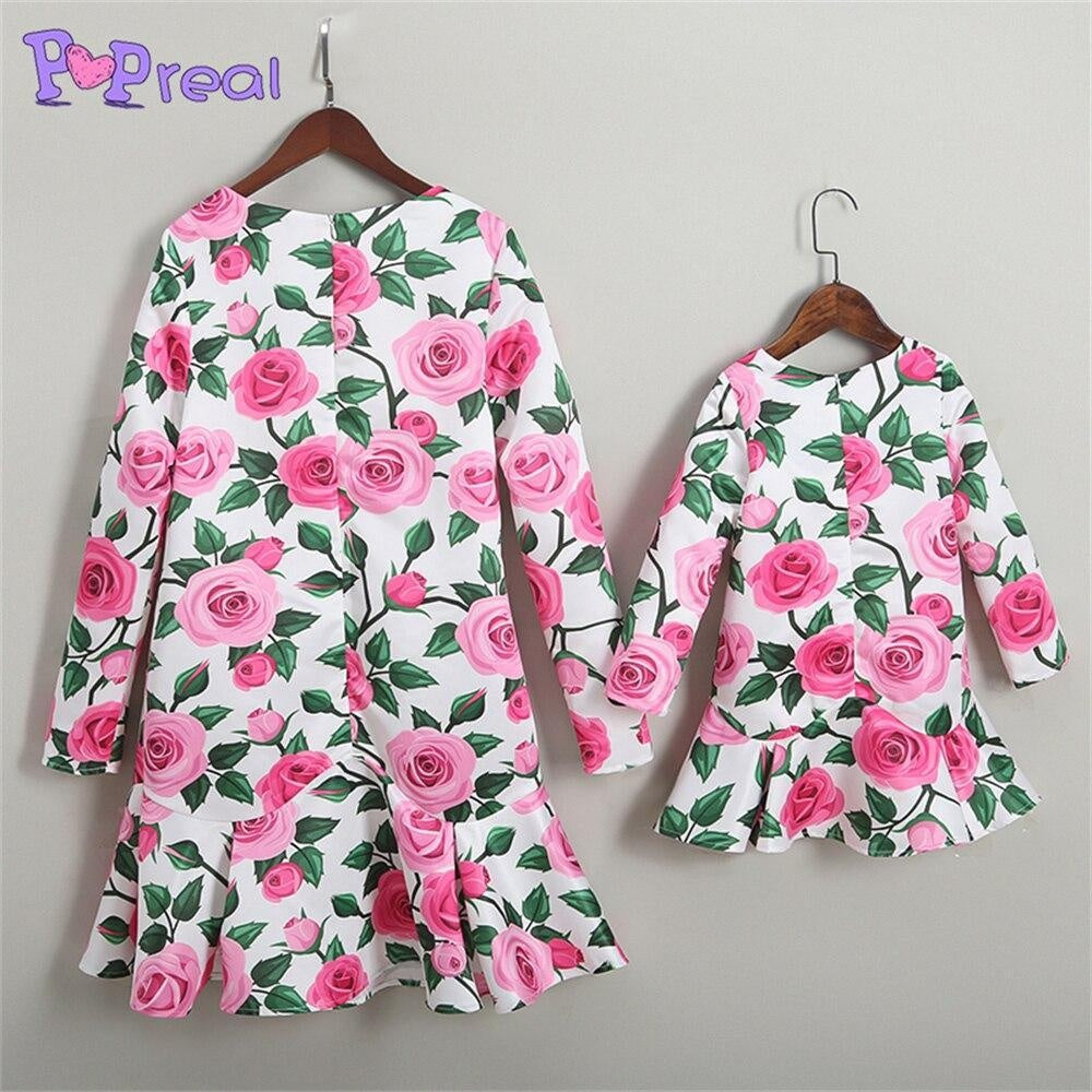 Family Matching Flowers Print Parent Child Dress - MomyMall