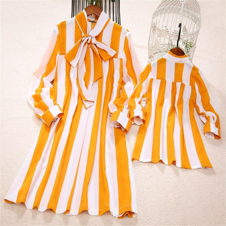 Family Matching Parent-Child Stripe Dresses - MomyMall