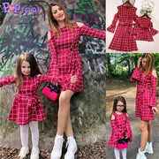 Family Matching Parent-Child Outfit Fashion Plaid Christmas Dress - MomyMall