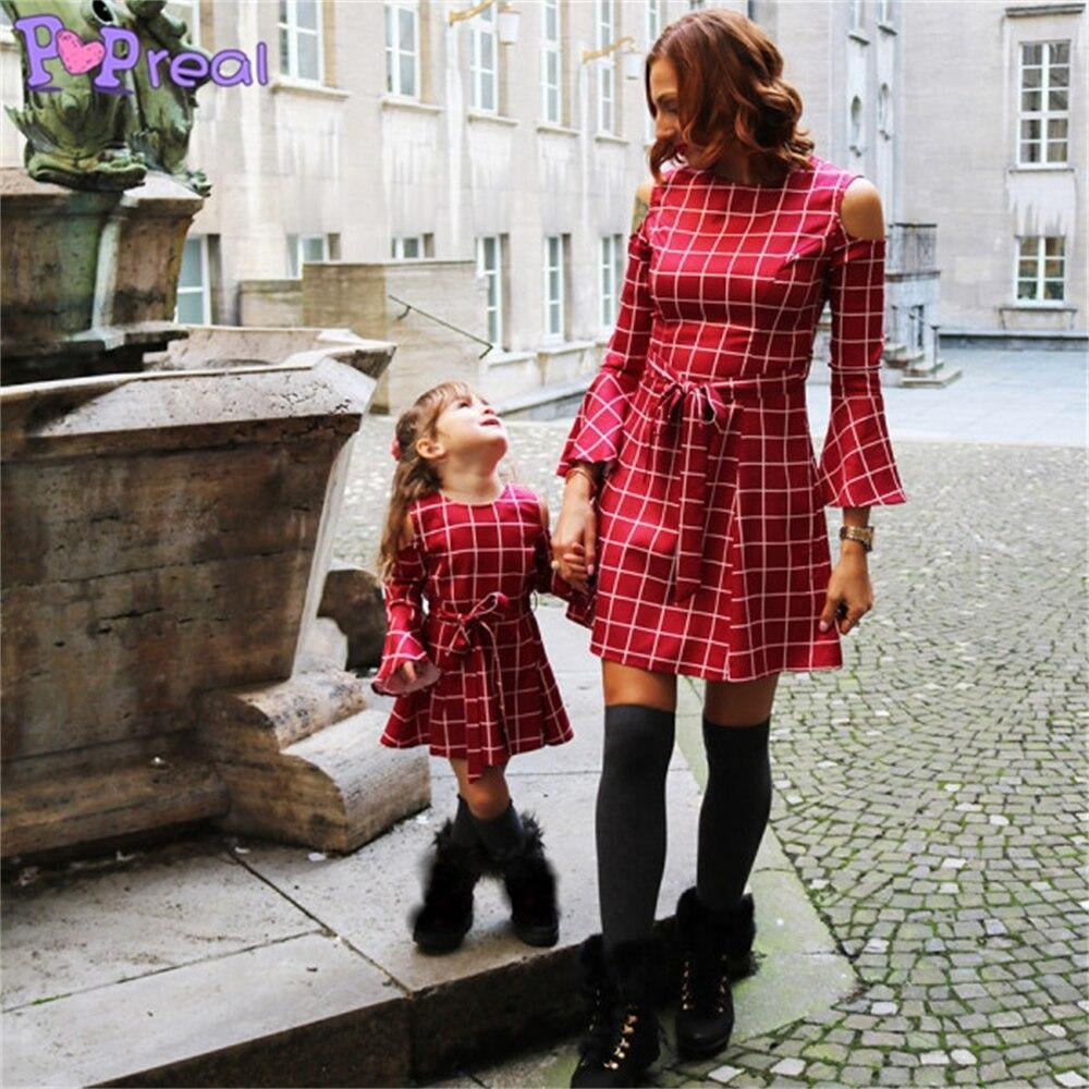 Family Matching Parent-Child Outfit Fashion Plaid Christmas Dress - MomyMall