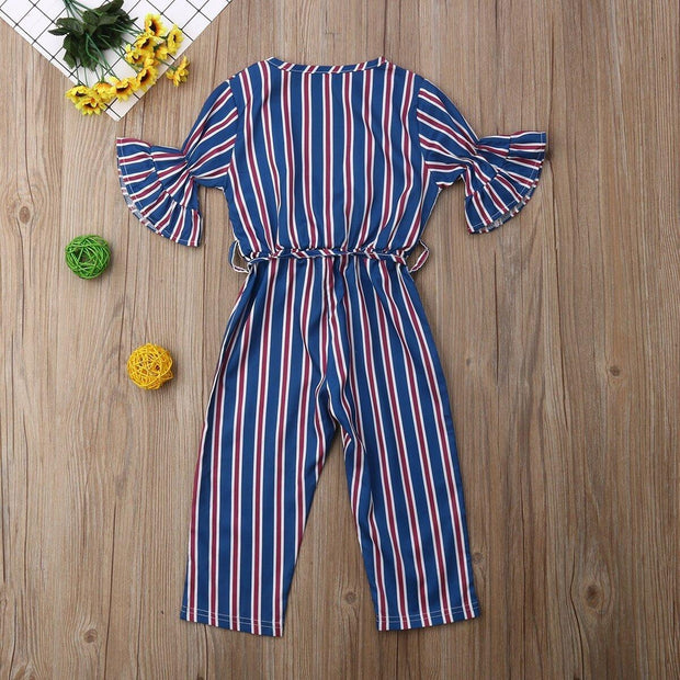 Kid Girl Stripe Jumpsuit Bodysuit Pants 1-6 Years - MomyMall