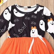 Langarm-Tutu-Partykleid für Babys mit Halloween-Aufdruck für 1–6 Jahre