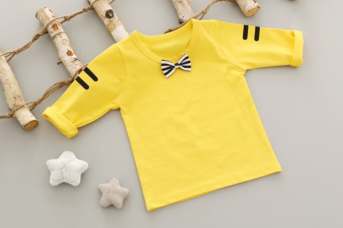 Baby Girl Set Spring Suit Long Sleeved Tops + Stripe Strap 2 Pcs - MomyMall