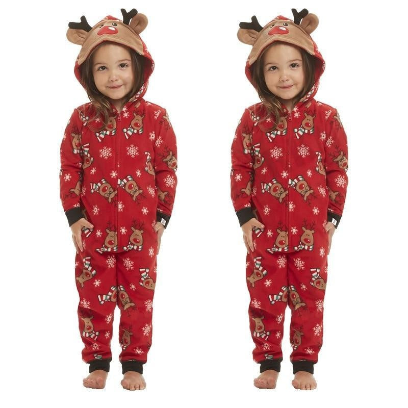 Christmas Family Matching Pajamas Hooded Jumper Sleepwear - MomyMall