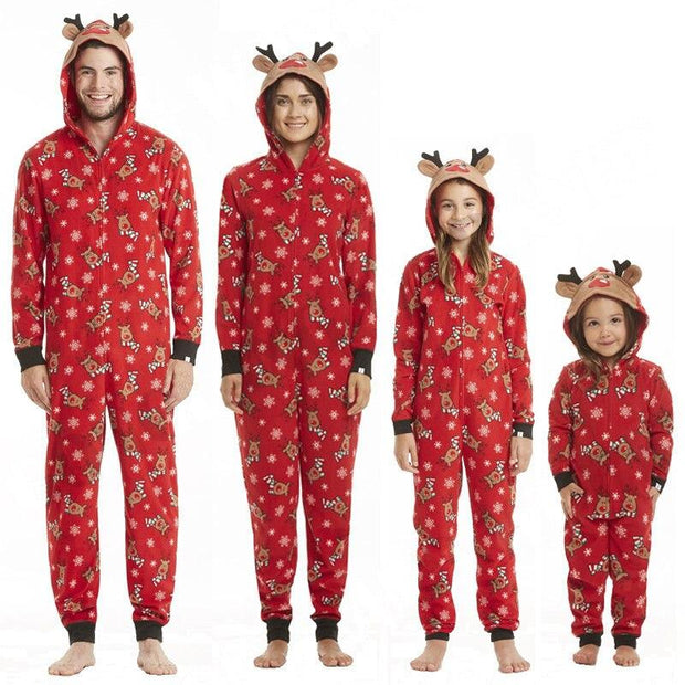 Christmas Family Matching Pajamas Hooded Jumper Sleepwear - MomyMall