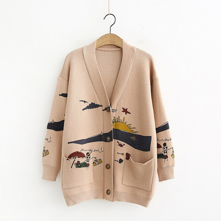 Letter Embroidery Loose Sweaters Women - MomyMall 03 1 / One size