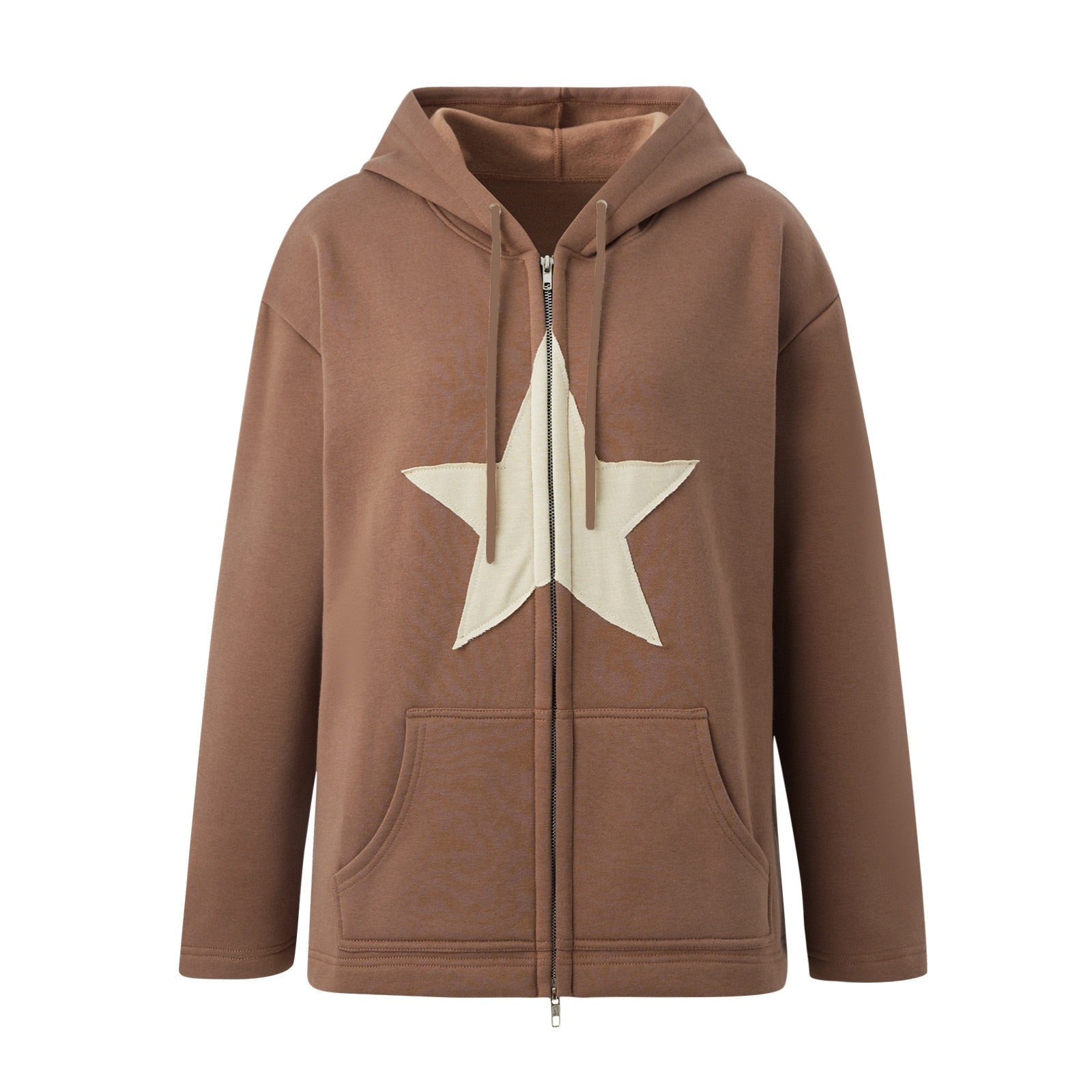 Hip Hop Zip Up Hoodie - MomyMall EA00923-Brown / S