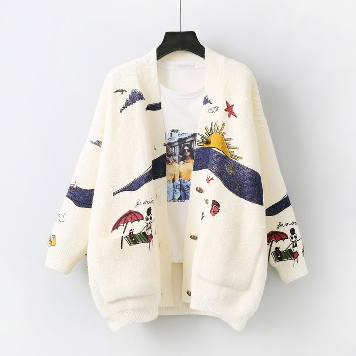 Letter Embroidery Loose Sweaters Women - MomyMall 03 2 / One size