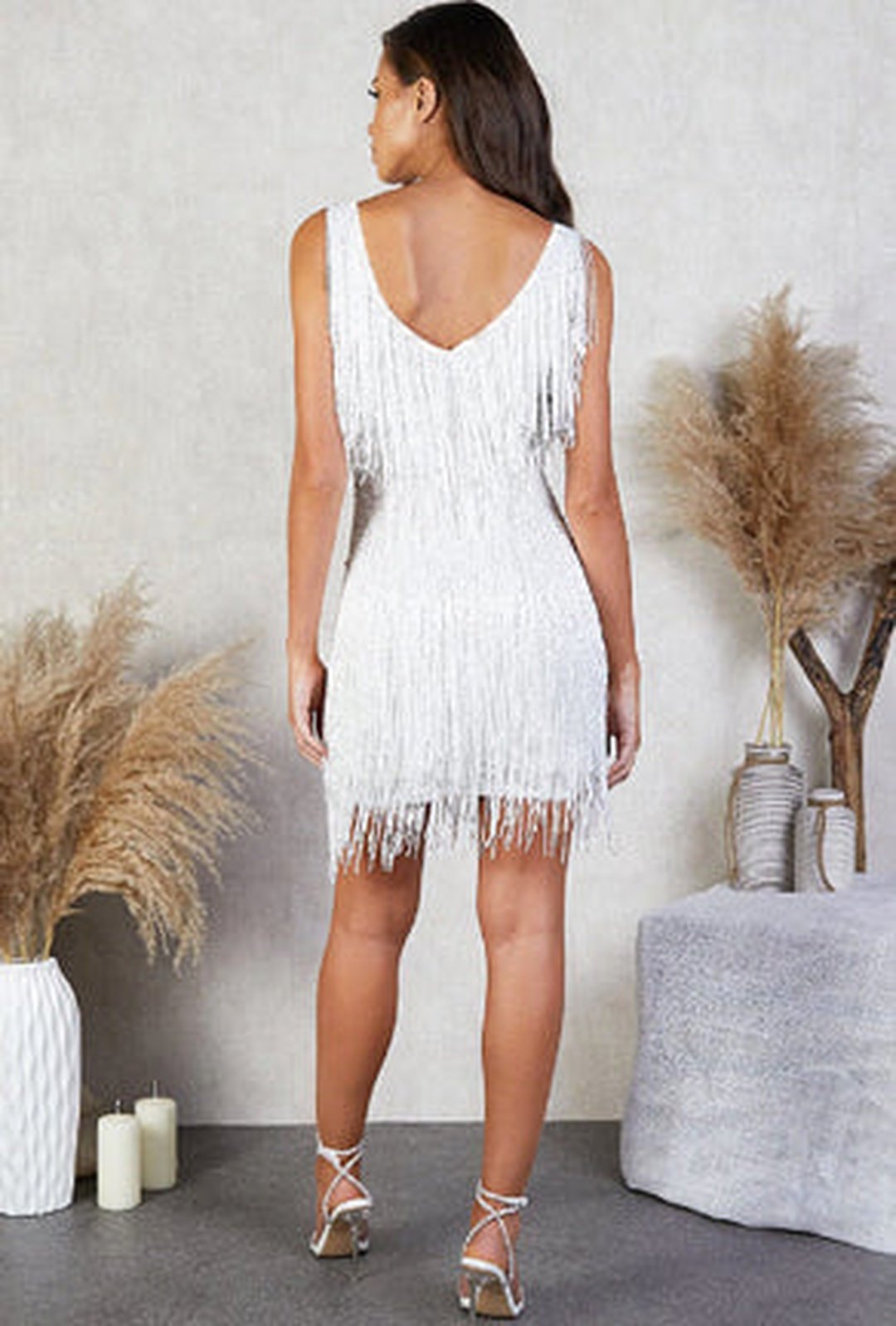 STAR - V-NECK GATSBY FRINGE DRESS