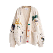 Letter Embroidery Loose Sweaters Women - MomyMall