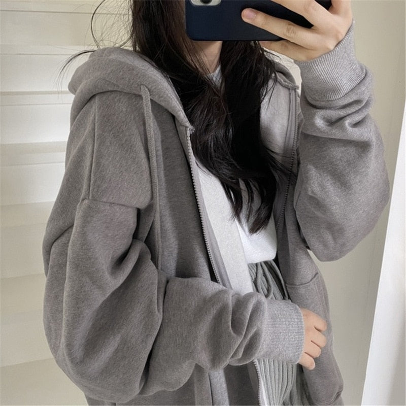 Hip Hop Zip Up Hoodie - MomyMall EA00513-Grey / S