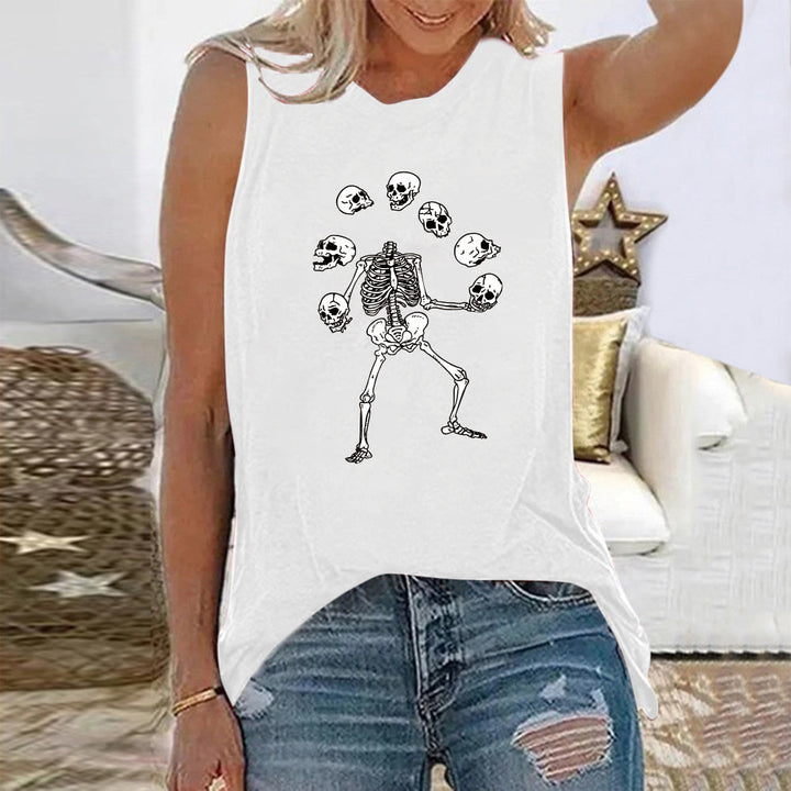 Funny Skeleton Skulls Graphic T Shirts - MomyMall White / S