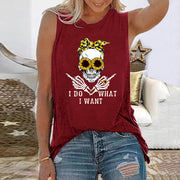 Sunflower Skull Print Funny T-shirt - MomyMall Wine Red / S