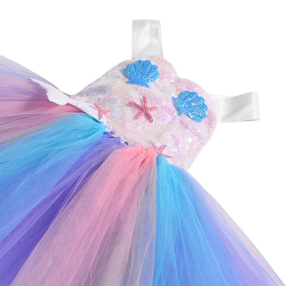 Girl Sequin Princess Ariel  Birthday Party Mermaid Starfish Dresses