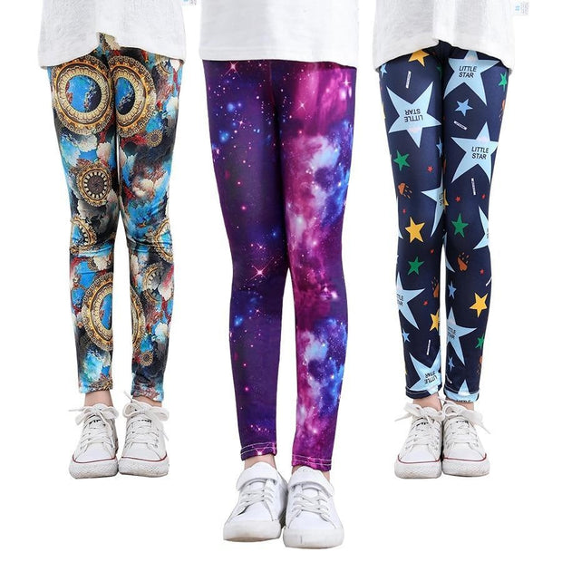 Girls Print Pants Print Flower Skinny Leggings 4-11 Years - MomyMall