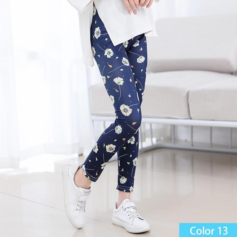 Girls Print Pants Print Flower Skinny Leggings 4-11 Years - MomyMall Color11 / 4-5 Years