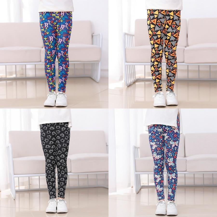 Girls Print Pants Print Flower Skinny Leggings 4-11 Years - MomyMall