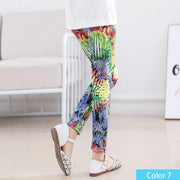 Girls Print Pants Print Flower Skinny Leggings 4-11 Years - MomyMall Color5 / 4-5 Years