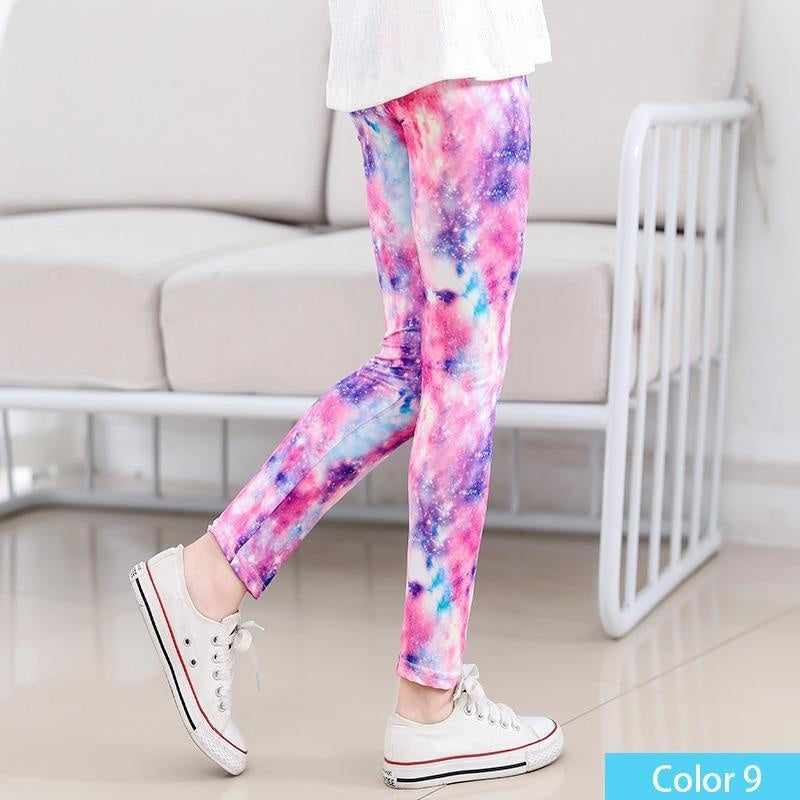 Girls Print Pants Print Flower Skinny Leggings 4-11 Years - MomyMall Color7 / 4-5 Years